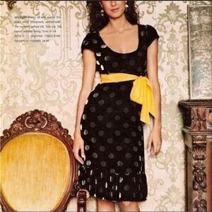 Anthropologie Moulinette Soeurs Silk Velvet Polka Dot Babydoll Mini Dress